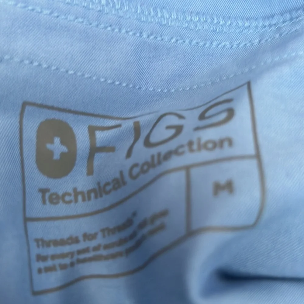 Figs Straight Leg Ciel Blue Cargo Pants Pull-On Elastic Waist Size Medium